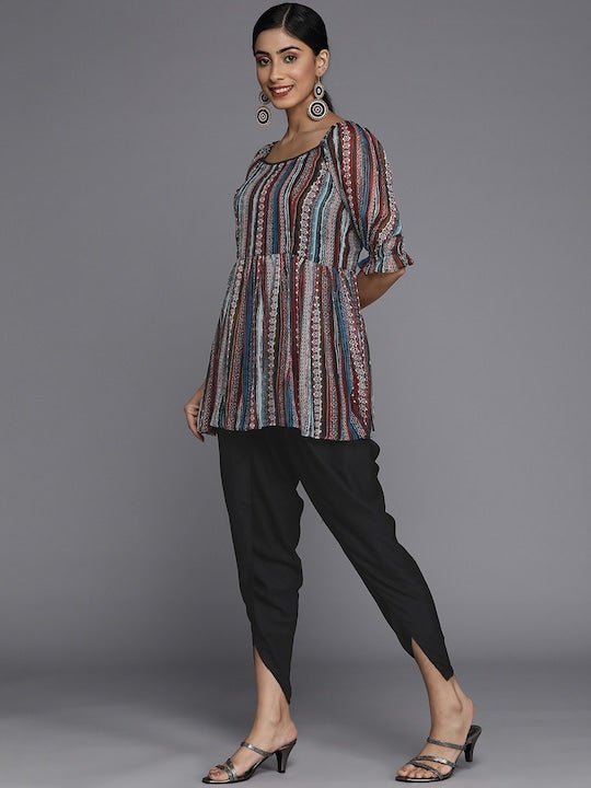 Women Striped Kurti With Dhoti Pants– Inddus.in